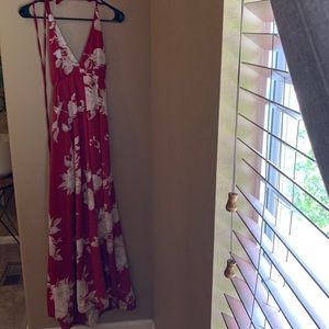 Red and white floral dress